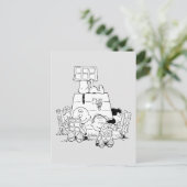 Carte Postale Bande de Peanuts lisant des bandes dessinées (Debout devant)