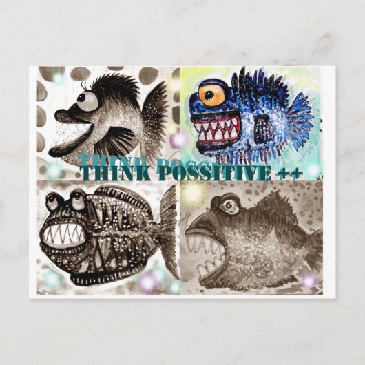 Carte Postale Bande de poissons de monstre (Devant)