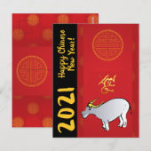Carte Postale Bande dessinée Année chinoise traditionnelle du bœ (Devant / Derrière)