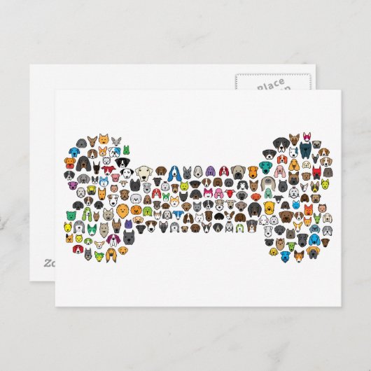 Carte Postale Bande dessinée de chien d'OS (Devant / Derrière)