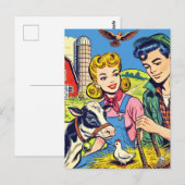 Carte Postale Bande dessinée de la ferme (Devant / Derrière)