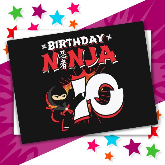 Carte Postale Bande dessinée de style ninja de 10 ans pour 10ème