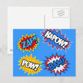 Carte Postale Bande dessinée Pow ! Flammes (Devant / Derrière)