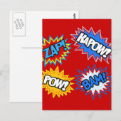 Carte Postale Bande dessinée Pow ! Flammes (Devant / Derrière)