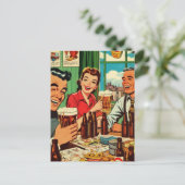 Carte Postale Bande dessinée Retro Bar (Debout devant)