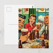 Carte Postale Bande dessinée Retro Bar (Devant / Derrière)