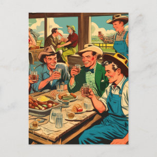 Carte Postale Bande dessinée Retro Cowboys