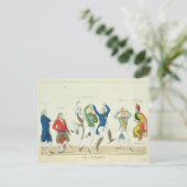 Carte Postale Bande dessinée satirique dépeignant la clé (Debout devant)