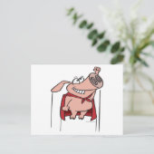 Carte Postale bande dessinée stupide super-héros de cochon (Debout devant)