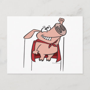 Carte Postale bande dessinée stupide super-héros de cochon