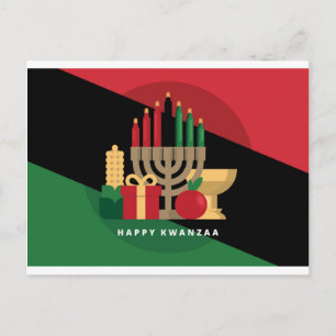Carte Postale bande diagonale Happy Kwanzaa