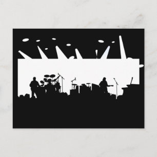 Carte Postale Bande sur la silhouette B&W de concert d'étape