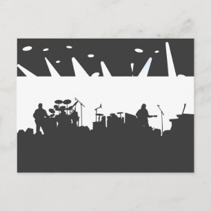 Carte Postale Bande sur la silhouette B&W de concert d'étape