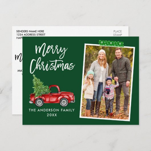 Carte Postale Bande verte Script de bande Camion Noël (Devant / Derrière)