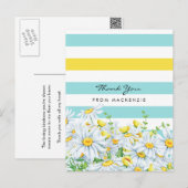 Carte Postale Bandes aqua féminines avec marguerites jaunes Merc (Devant / Derrière)