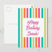 Carte Postale Bandes arc-en-ciel néon fun rétro  (Devant / Derrière)