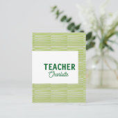 Carte Postale Bandes blanches vert citron professeur nom d'ensei (Debout devant)