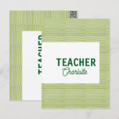 Carte Postale Bandes blanches vert citron professeur nom d'ensei (Devant / Derrière)