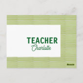 Carte Postale Bandes blanches vert citron professeur nom d'ensei (Dos)