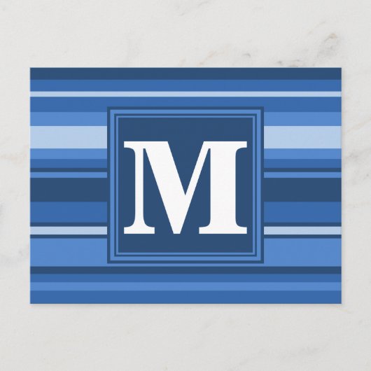 Carte Postale Bandes bleu monogramme (Devant)