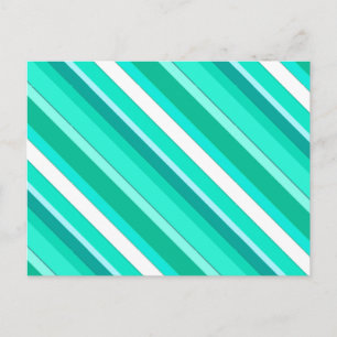 Carte Postale Bandes de bonbons en couches - turquoise et blanch