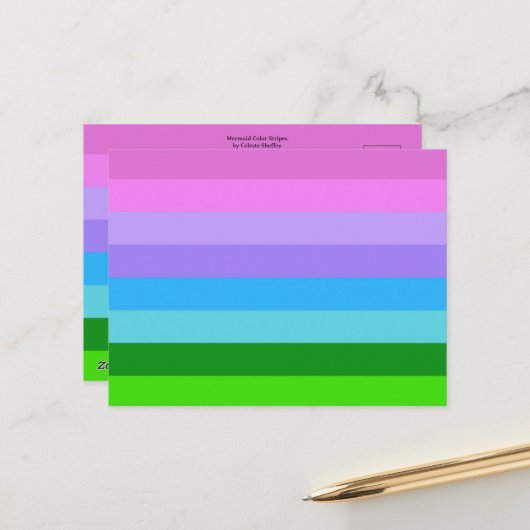 Carte Postale Bandes de couleurs de sirène (Devant/Arrière en situation)