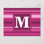 Carte Postale Bandes de monogramme fuchsia (Devant)