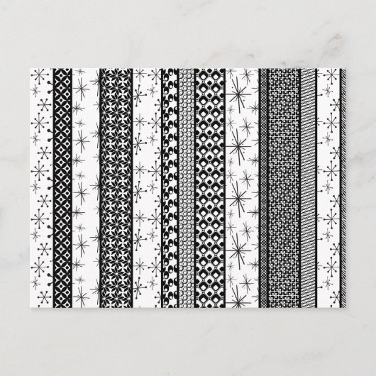 Carte Postale Bandes de Motifs rétro noir et blanc 1 (Devant)