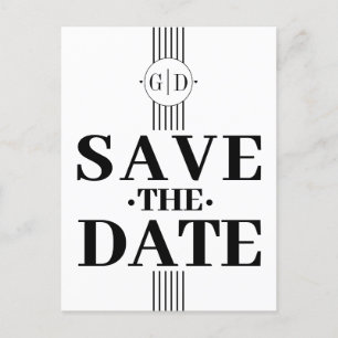 Carte Postale Bandes et initiales blanches noires Enregistrer la