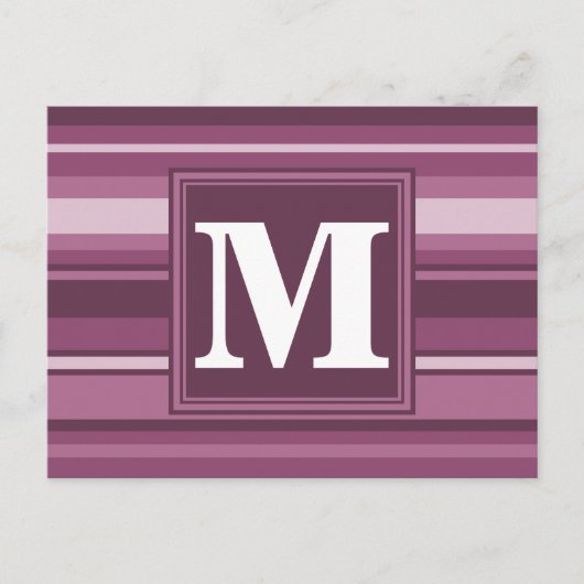 Carte Postale Bandes mauve monogrammes (Devant)