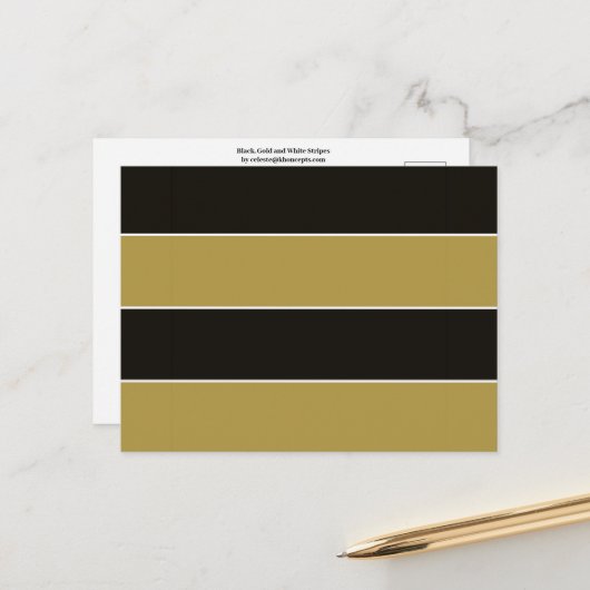 Carte Postale Bandes noires, dorées et blanches (Devant/Arrière en situation)