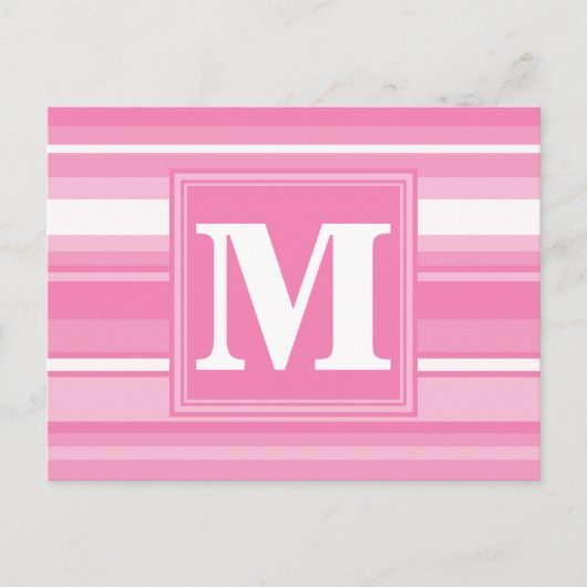 Carte Postale Bandes rose monogramme (Devant)