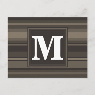 Carte Postale Bandes taupe monogramme