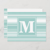 Carte Postale Bandes vertes de menthe monogramme (Devant / Derrière)