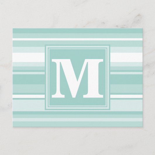 Carte Postale Bandes vertes de menthe monogramme (Devant)