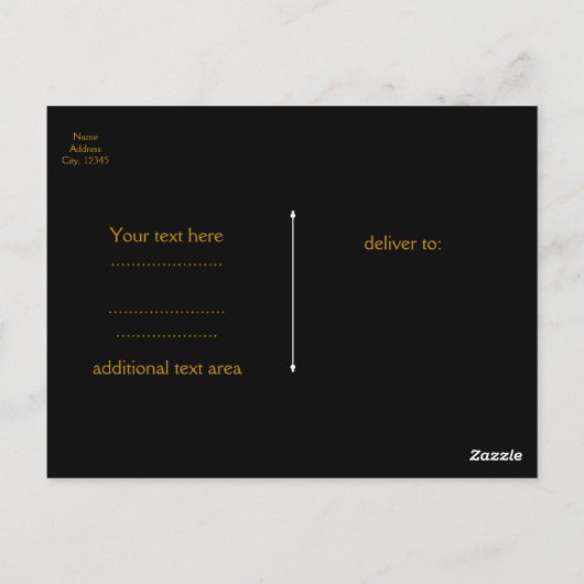 Carte Postale Bandes Verticales Noires & Blanches Points Faux Or (Dos)