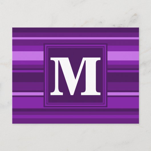 Carte Postale Bandes violettes monogrammes (Devant)