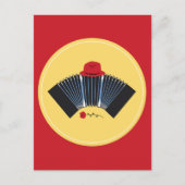 Carte Postale Bandoneon en tango argentin avec Fedora rouge et R (Devant)