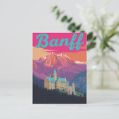 Carte Postale Banff Castle Mountains Retro Art (Debout devant)
