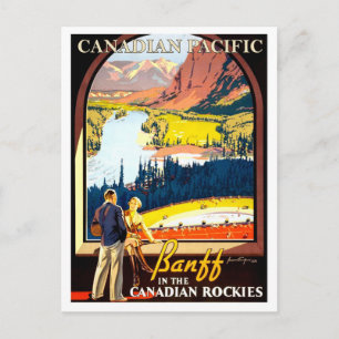 Carte Postale Banff dans les rocheuses canadiennes, voyage vinta