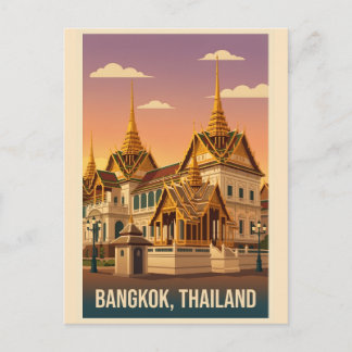 Carte Postale Bangkok Grand Palace Night Vintage Travel Poster