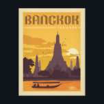Carte Postale Bangkok, Thaïlande<br><div class="desc">Anderson Design Group est une société d'illustration et de conception de pointe située à Nashville,  au Tennessee. Founder Joel Anderson Directives Team of talented artists to create original poster art that looks like classic vintage publicité prints from the 1920s to the 1960s.</div>