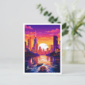 Carte Postale Bangkok Thaïlande Art illustration de voyage vinta (Debout devant)