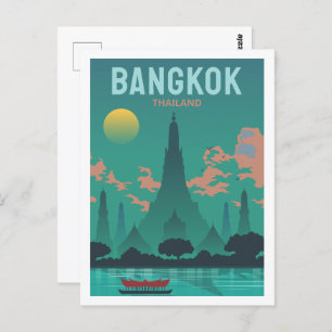 Carte Postale Bangkok Thaïlande célèbre lieu de voyage Illustrat