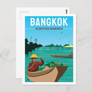 Carte Postale Bangkok Thaïlande célèbre lieu de voyage Illustrat