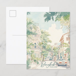 Carte Postale Bangkok Thaïlande Illustration de peinture Gouache