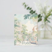 Carte Postale Bangkok Thaïlande Illustration de peinture Gouache (Debout devant)