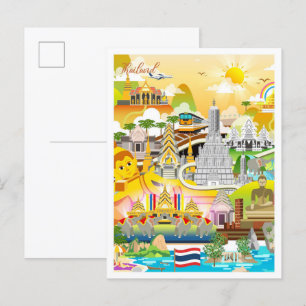 Carte Postale Bangkok Thaïlande Illustration de voyage artistiqu