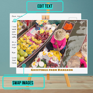 Carte Postale Bangkok Thaïlande Marché flottant moderne