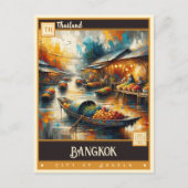Carte Postale Bangkok, Thaïlande | Peinture Vintage (Devant)